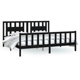  Okvir za krevet s uzglavljem crni 200 x 200 cm od masivnog drva | shoptok.hr