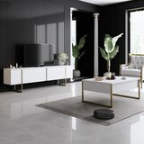 Kalune Design Luxe - Beli, Zlatno Beli TV Sto
