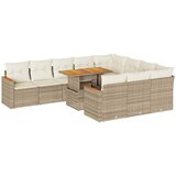 vidaXL 11-dijelni set vrtnih sofa od poliratana s jastucima bež bagrem | shoptok.hr