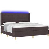  Krevet s opruga kutije s LED trakama Smeđa 200 x 200 cm tkanina | shoptok.hr