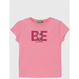 United Colors Of Benetton Otroška bombažna kratka majica roza barva