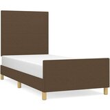  Posteljni okvir z vzglavjem temno rjav 90x190 cm blago, (20903722) | Shoptok.si
