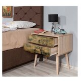 Hanah home Two 729 Noćni ormarić, 2 ladice, 60x61x40cm, Krem-smeđa | Eponuda.ba