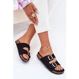 Boto Women's Sandals With Golden Buckles And Stitching Black Lunera | Shoptok.si