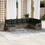 Maison Chic Seti vrtnega pohištva - Vrtna garnitura - Vrtni pohištvo set 8-delna z blazinami siv poli ratan, (21799140) | Shoptok.si