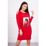 Kesi Dress with graphics and bow in polka dot 3D red Cijene