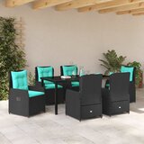  Vrtni set za objed s jastukom 7 pcs Crna Poli ratan | shoptok.hr