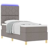  LED Box Spring Krevet Sivo-smeđa 80 x 200 cm tkanina | shoptok.hr