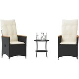 vidaXL Bistro garnitura 3-delna z blazinami črn poli ratan | Shoptok.si