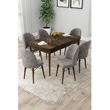 Hanah home trpezarijski set Rut, sto na razvlačenje i 6 stolica, ploča u dekoru drveta Baroque, siva tkanina Babyface | Eponuda.com