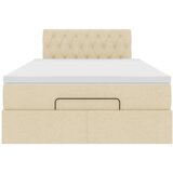 vidaXL Otomanski posteljni okvir z vzmetnico krem 120x190 cm blago, (21610494) | Shoptok.si