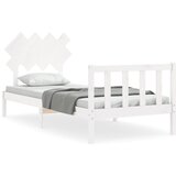 The Living Store Posteljni okvir z vzglavjem bel 90x200 cm trden les - Posteljni Okvir, (21526509) | Shoptok.si