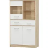 vitrina 2D1W1S/80, bela/hrast sonoma, teyo