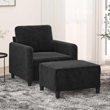  Fotelja s tabureom crna 60 cm baršunasta | shoptok.hr