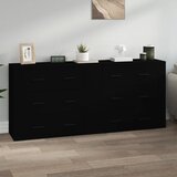 Maison Chic Komoda - Predalnik 2 kosa črn inženirski les, (21716107) | Shoptok.si