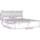 vidaXL Metalni okvir za krevet s uzglavljem bijeli 160x200 cm | shoptok.hr