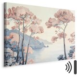  Slika - Landscape with the Ocean Cliffs and Trees in Delicate Pink Shades 120x80 Akustična | shoptok.hr