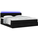 vidaXL Otomanski krevet s madracem i LED crni 160x200cm tkanine | shoptok.hr