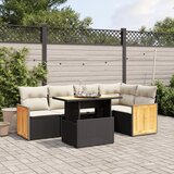 vidaXL 6-dijelni set vrtnih sofa s jastucima crni od poliratana | shoptok.hr