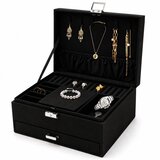  Kutija za nakit s ladicom i ključem, crni baršun | shoptok.hr