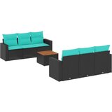 vidaXL Vrtna garnitura - 7-dijelni set vrtnih sofa od poliratana s jastucima crni - Crna 1 | shoptok.hr