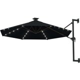  Zidni suncobran s LED svjetlima i metalnom šipkom 300 cm crni | shoptok.hr
