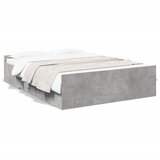 Maison Chic Posteljni okvir - Dvoposteljna postelja - Zakonska postelja s predali betonsko siv 120x200cm inženirski les, (21694488) | Shoptok.si