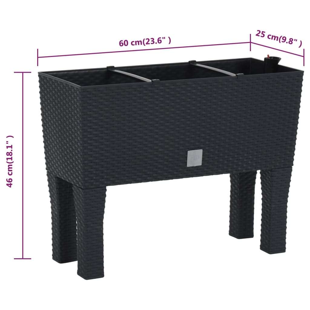  Povišena vrtna gredica antracit 60 x 25 x 46 cm PP ratan | shoptok.hr
