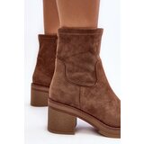 Boto Women's Ankle Boots with Chunky Heel Brown Argastis | Eponuda.ba