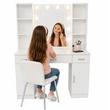  Kozmetički toaletni stolić s LED ogledalom i ladicama, bijeli, 141 × 114 × 39 cm | shoptok.hr