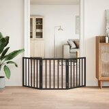  Vrata za pse s 3 panela sklopiva crna 150 cm od drva topole | Eponuda.ba