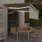 vidaXL Avtomatska tenda s senčilom LED + senzor 4x3 m krem | Shoptok.si