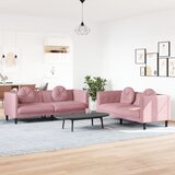  2-dijelni set sofa s jastucima ružičasti baršunasti | shoptok.hr
