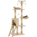 vidaXL Mačje drevo s praskalniki iz sisala 138 cm bež barve | Shoptok.si