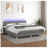  Box spring postelja z vzmetnico LED temno siva 180x200 cm blago | Shoptok.si
