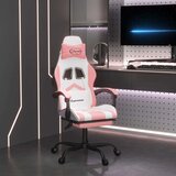  Gaming stol z oporo za noge belo in roza umetno usnje, (21377624) Cene