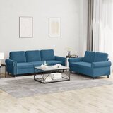  2-dijelni set sofa s jastucima plavi baršunasti | shoptok.hr