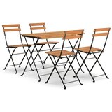  5-dijelni sklopivi bistro set masivno bagremovo drvo i čelik | Eponuda.com
