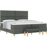vidaXL Krevet s uzglavljem s madracem i klupom tamnosiva 200x200 cm Tkanina | shoptok.hr