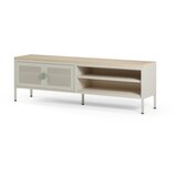 Marckeric Kremno bela/v naravni barvi kovinska TV omarica 160x50x35 cm Sayla – | Shoptok.si