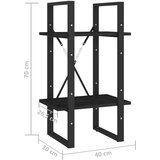 Ormarić za knjige s 2 razine crni 40 x 30 x 70 cm od borovine | shoptok.hr