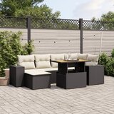  7-dijelni set vrtnih sofa od poliratana s jastucima crni Crna i krem | Shoptok.si