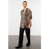 Trendyol Brown Leopard Animal Patterned Oversize Wide Fit Shirt Cene