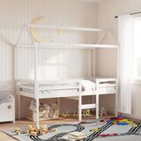 vidaXL Visoki krevet s krovom bijeli 90 x 200 cm od masivne borovine | shoptok.hr