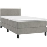 Krevet box spring s madracem LED svjetlosivi 90x200 cm baršun | Eponuda.ba