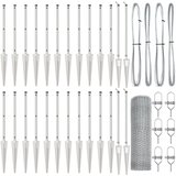 vidaXL Heksagonalna ograda 0.6x50 m Galvanizirani čelik, Ograde postova s šiljkom 13 kom Ø32 mm 80 cm Galvanizirani čelik | shoptok.hr