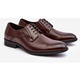 Kesi Men's leather shoes dark brown Harene Cene
