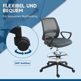  Ergonomska uredska stolica s naslonima za ruke i podesivim obručem za noge mrežasta presvlaka siva | shoptok.hr