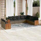 vidaXL 10-dijelni set vrtnih sofa od poliratana s jastucima sivi | shoptok.hr