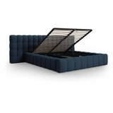 Micadoni Home Temno modra oblazinjena zakonska postelja s prostorom za shranjevanje z letvenim dnom 160x200 cm Mamaia – | Shoptok.si